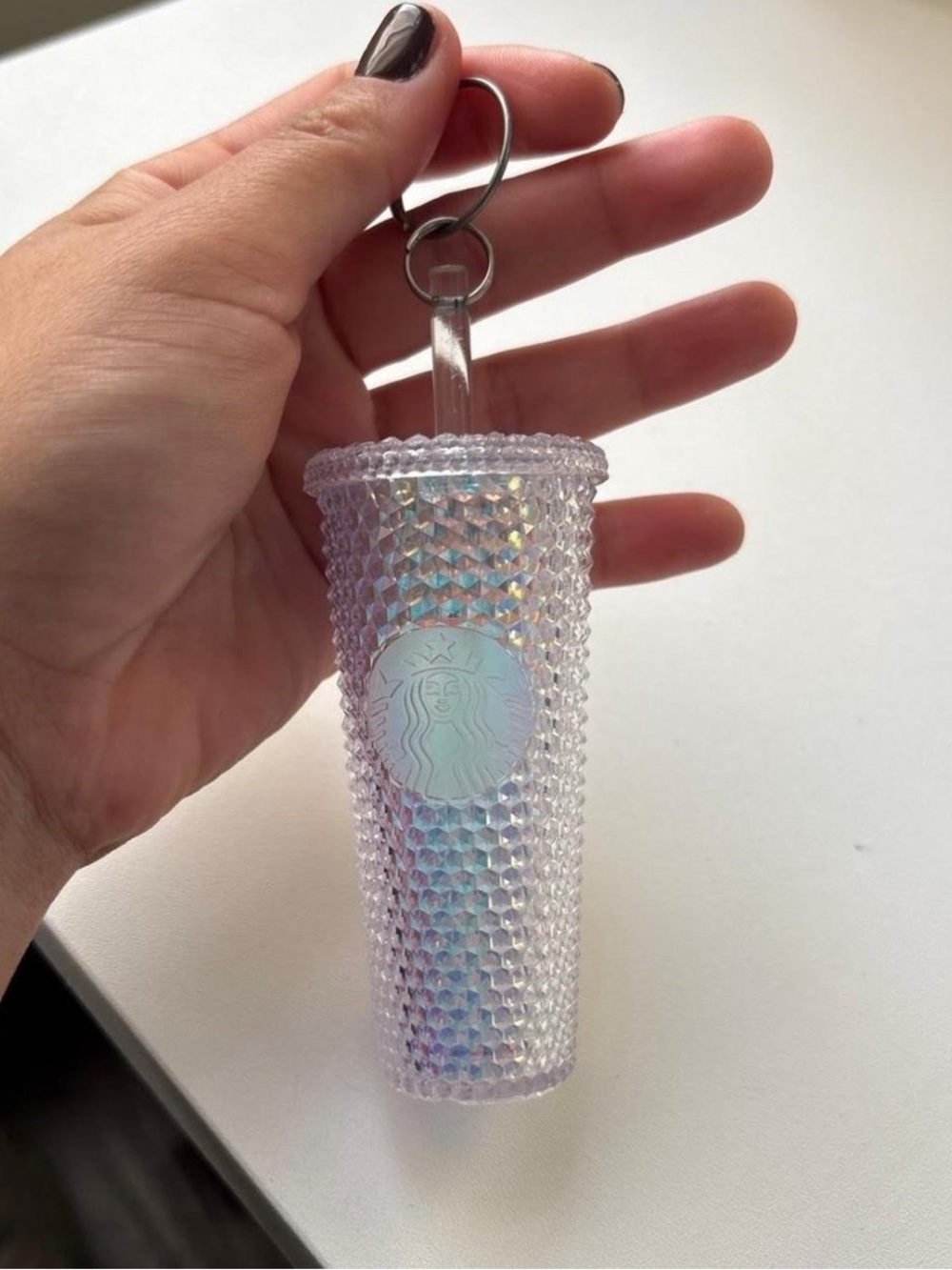 Starbucks Iridescent Studded Tumbler Keychain - Lavender Pink Holographic